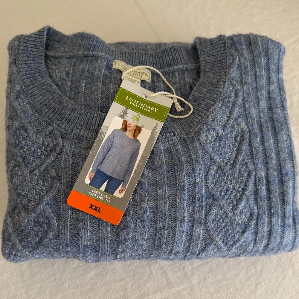 Legendary Outfitters Women's Cable Knit Sweater Size XXL Blue Heather Cozy Soft